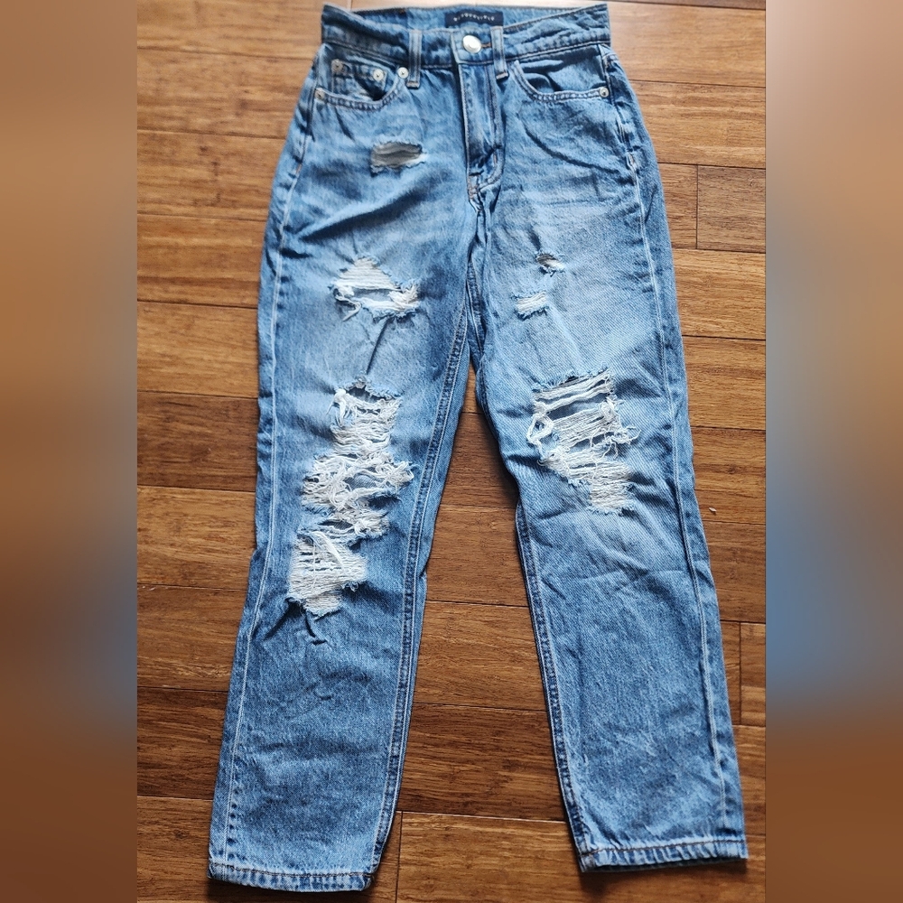 Light Blue Distressed Ripped Denim Jeans